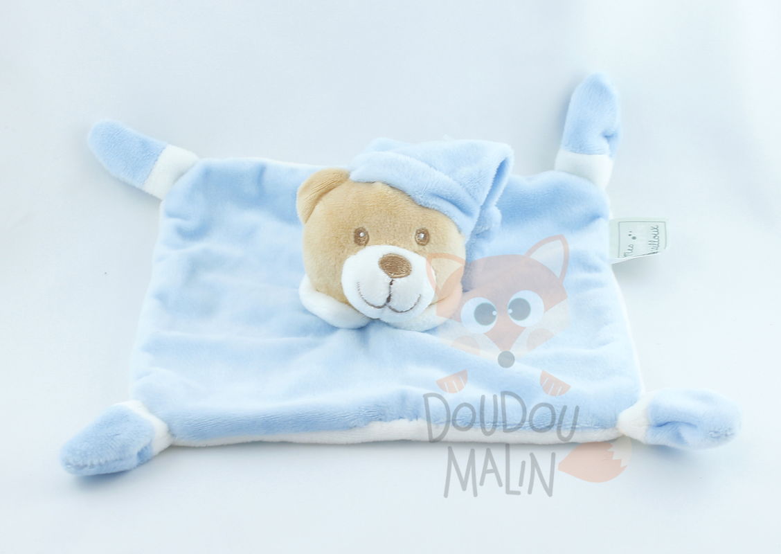Mes petits cailloux baby comforter bear blue white 